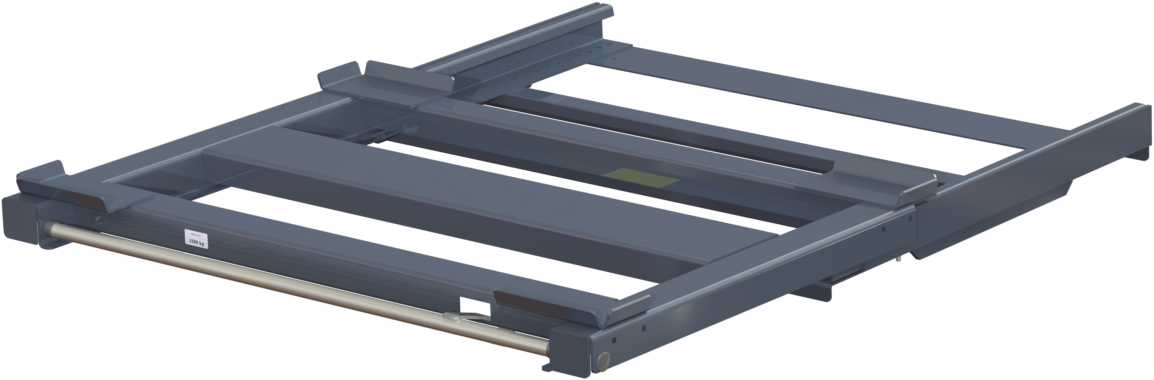 Pull-out unit for pallet rack with 70% extension ,1200 kg load capacity, front-loaded, long-side handled hmu