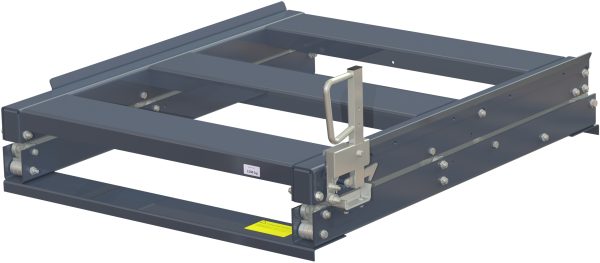 Pull-out unit for pallet rack with 70% extension ,1500 kg load capacity, rear-loaded, short-side handled fin-pallet - image 2