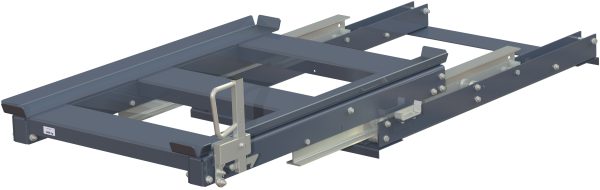 Pull-out unit for pallet rack with 70% extension ,1500 kg load capacity, rear-loaded, short-side handled hmu
