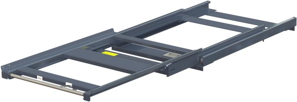 Pull-out unit for pallet rack with 100% extension ,600 kg load capacity, rear-loaded, short-side handled eur-pallet