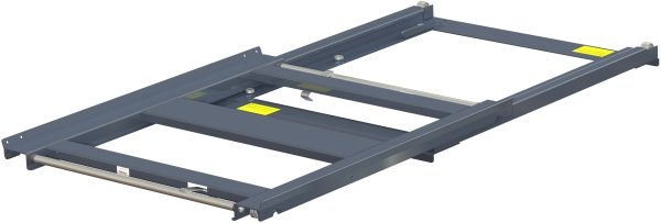 Pull-out unit for pallet rack with 70% extension two-way ,600 kg load capacity, two way loaded, short-side handled fin-pallet