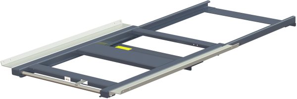 Pull-out unit for pallet rack with 70% extension ,600 kg load capacity, rear-loaded, short-side handled fin-pallet