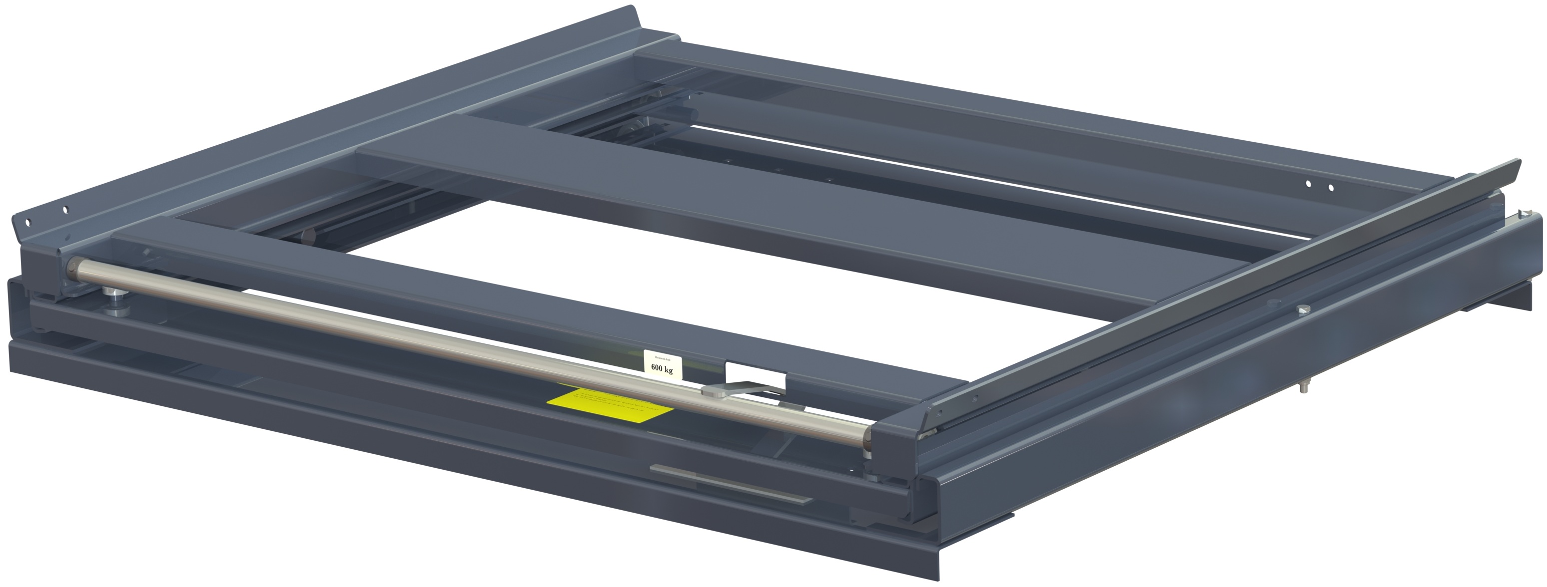 Pull-out unit for pallet rack with 100% extension ,600 kg load capacity, front-loaded, long-side handled fin-pallet - image 2