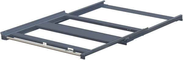 Pull-out unit for pallet rack with 70% extension ,600 kg load capacity, rear-loaded, short-side handled fin-pallet