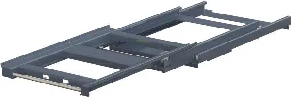 Pull-out unit for pallet rack with 100% extension ,800 kg load capacity, rear-loaded, short-side handled eur-pallet