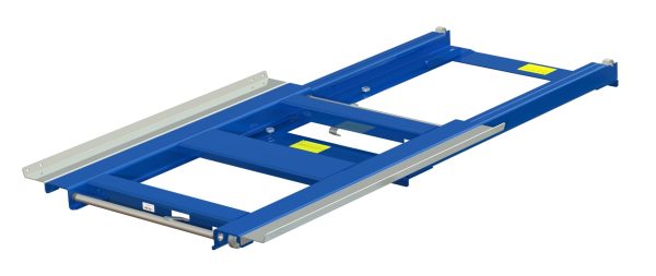 Pull-out unit for pallet rack with 70% extension two-way ,800 kg load capacity, two way loaded, short-side handled fin-pallet
