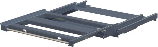 Pull-out unit for pallet rack with 100% extension ,800 kg load capacity, front-loaded, long-side handled eur-pallet