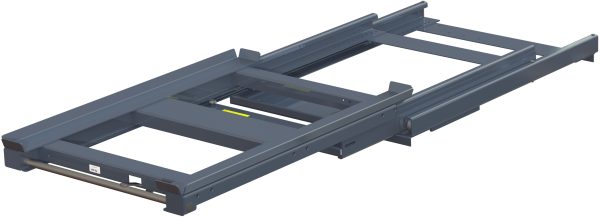 Pull-out unit for pallet rack with 100% extension ,800 kg load capacity, rear-loaded, short-side handled hmu