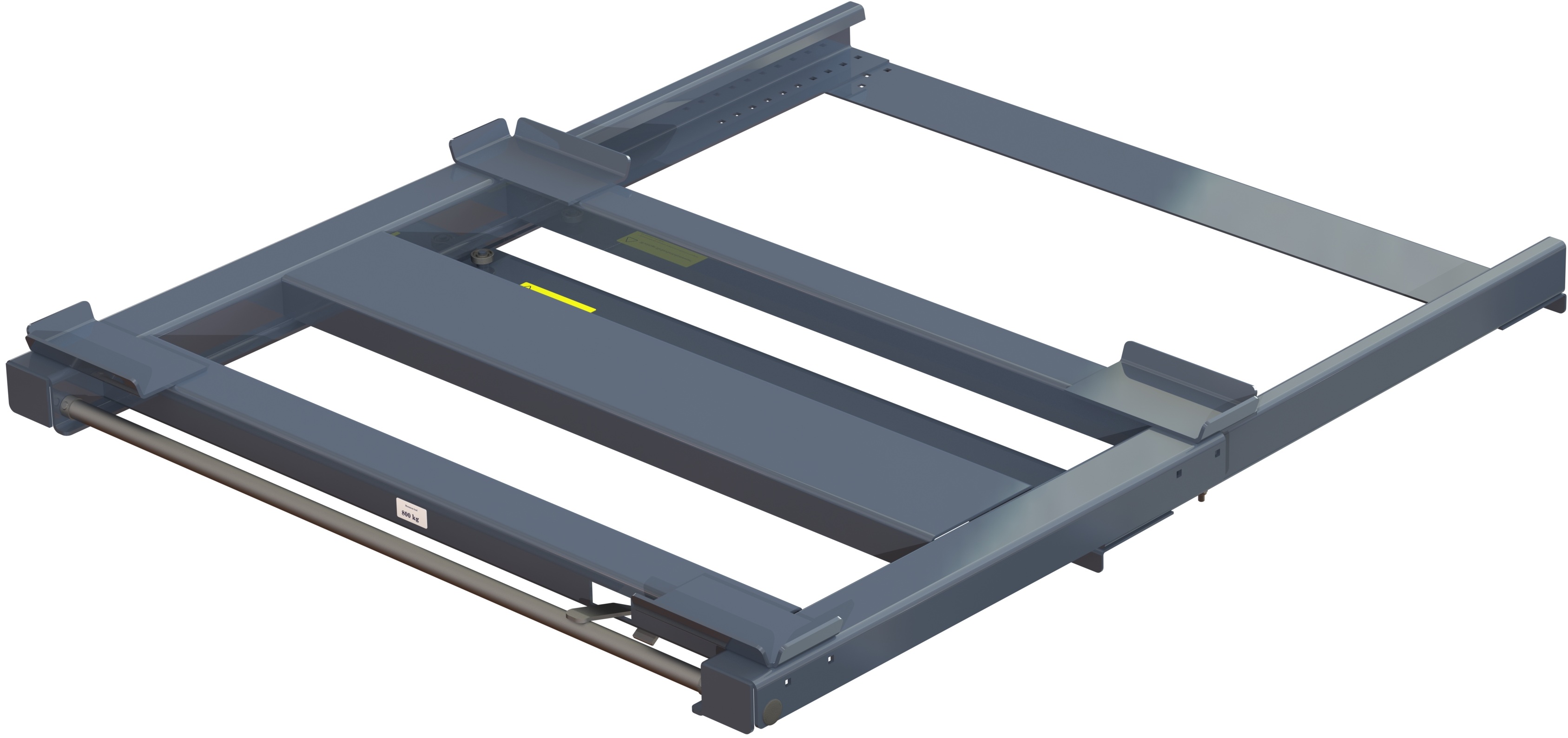 Pull-out unit for pallet rack with 70% extension ,800 kg load capacity, rear-loaded, long-side handled hmu