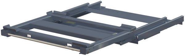 Pull-out unit for pallet rack with 100% extension ,800 kg load capacity, rear-loaded, long-side handled hmu