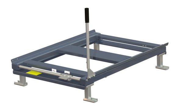 Galvanized steel feet for beam-mounted pull-out units, 150 mm height, pointing outwards