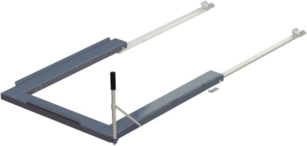 Floor mounted pull-out unit ,1000 kg, rear-loaded, short-side handled fin-pallet