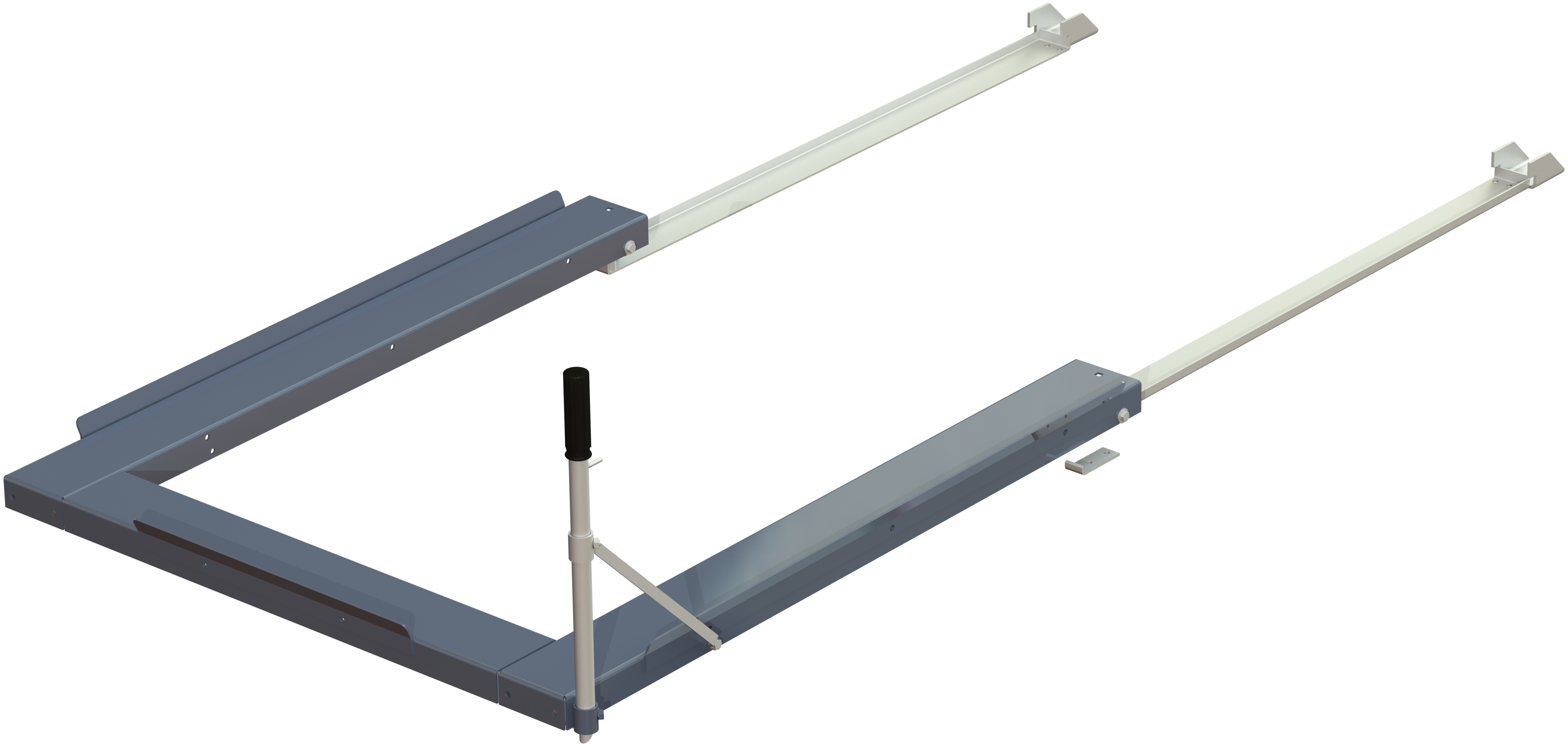 Floor mounted pull-out unit ,1000 kg, rear-loaded, short-side handled fin-pallet