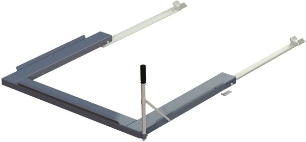 Floor mounted pull-out unit ,1000 kg, rear-loaded, long-side handled fin-pallet