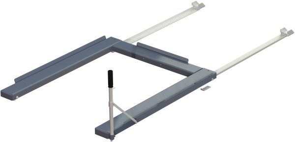 Floor mounted pull-out unit ,1200 kg, front-loaded, short-side handled fin-pallet