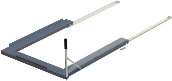 Floor mounted pull-out unit ,800 kg, rear-loaded, short-side handled fin-pallet