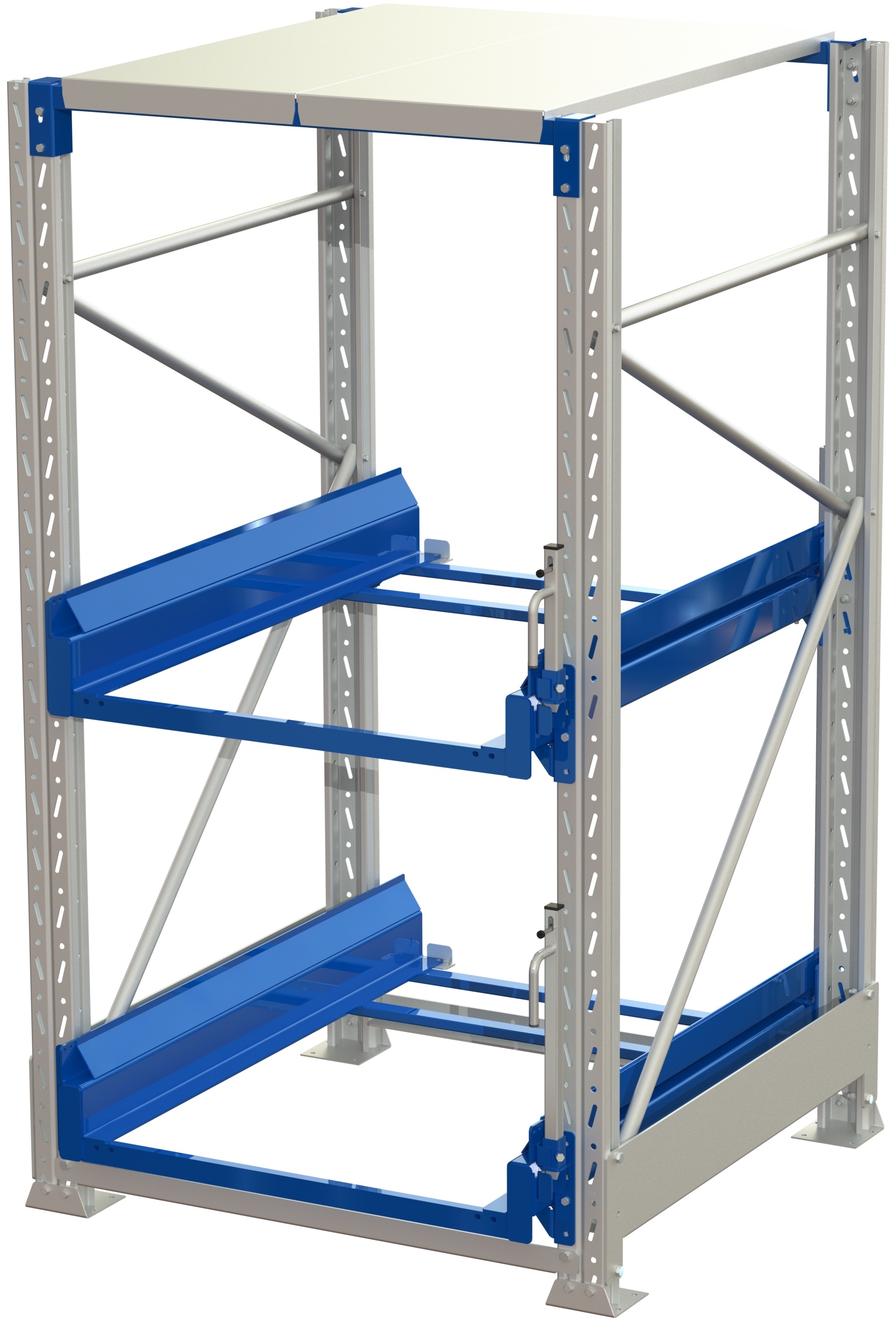 Pallet storage unit, 2 pull-out units, 600kg 70%, with lock ral 5010 - image 2