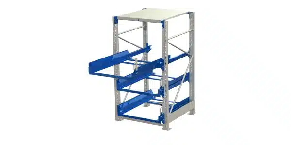 Pallet storage unit, 3 pull-out units, 600kg 70% ral 5010