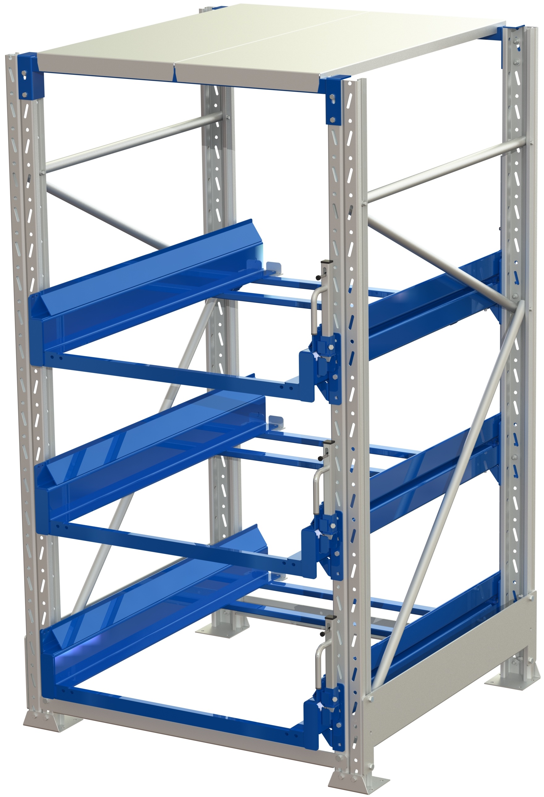 Pallet storage unit, 3 pull-out units, 600kg 70% ral 5010 - image 2