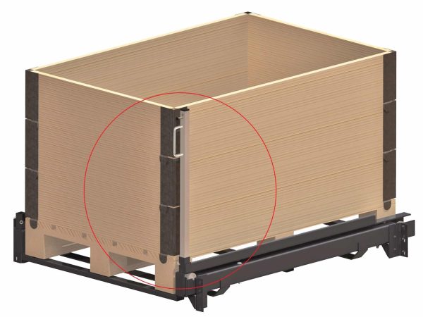 Sidohandtag låshandtag för eur-pall, 3 pallkrage, totalhöjd 735 mm