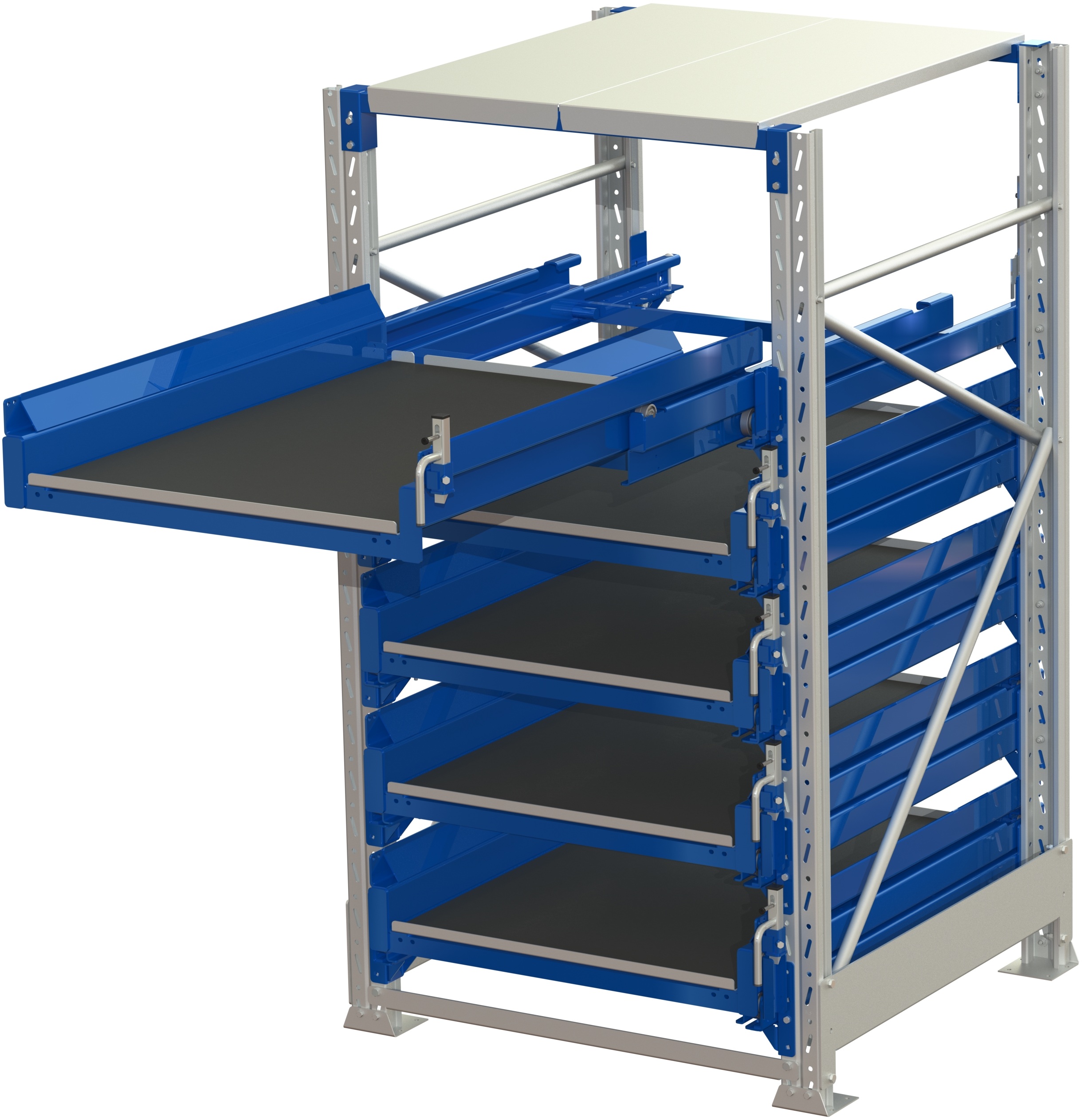 Tool storage unit(tsu), 5 shelves, 600kg 100% extendable, with tip cover lock
