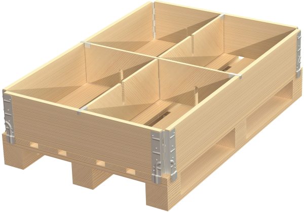 Pallet collar divider batch/4 compartments, trade dimensions 372 x 570mm