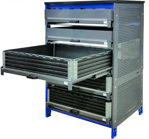 Compact storage module with plastic collars sida74