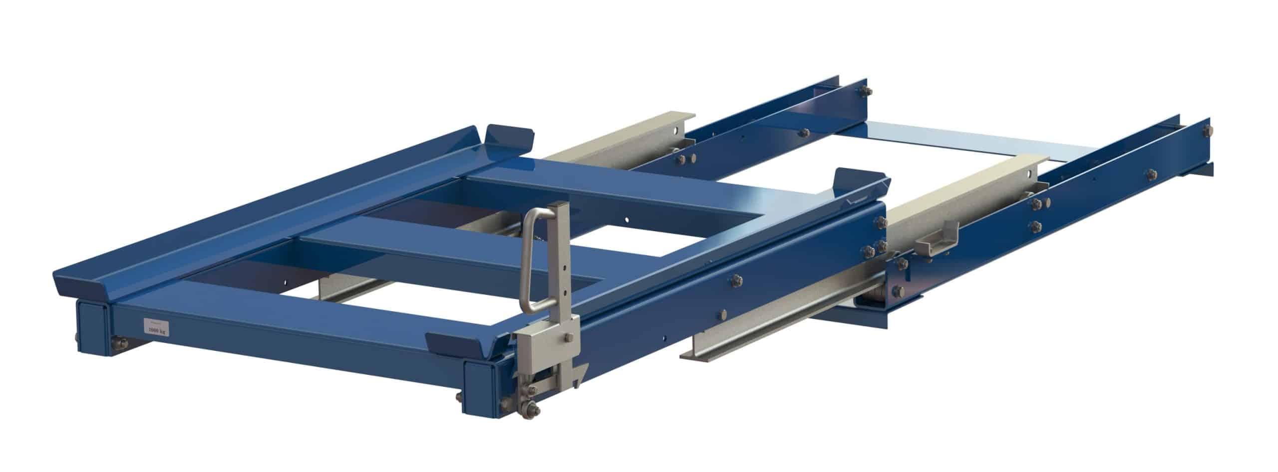 Pull-out unit for mesh box with 100% extension capacity, 1000 kg load capacity, w=825 d=1225