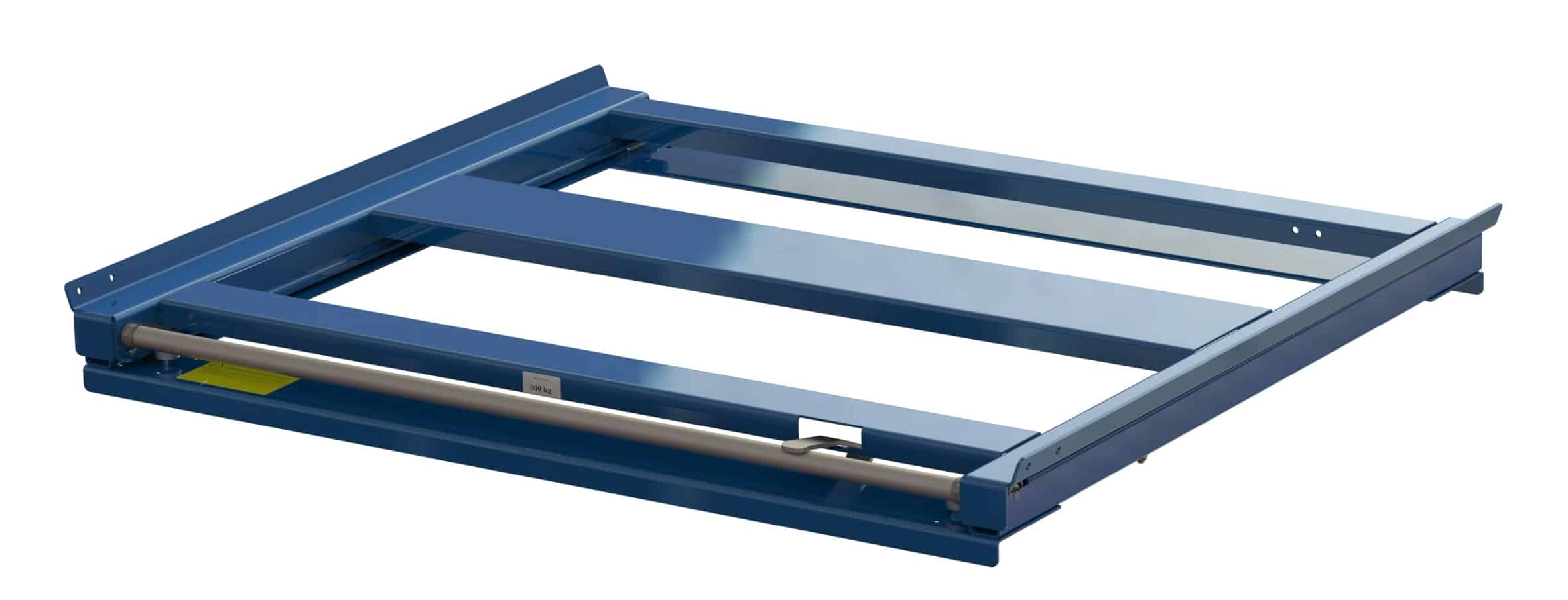 Beam-mounted pull-out unit for fin-pallets, 600 kg capacity, 70% extension, long-side handled, front-loaded - image 2