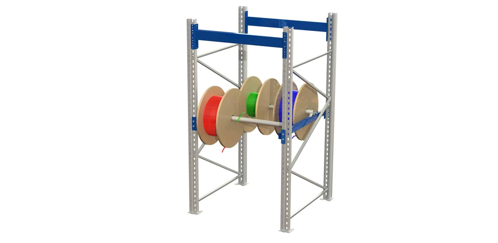 Cable drum storage 50 mm axle for section width 950 mm. Max load 500 kg