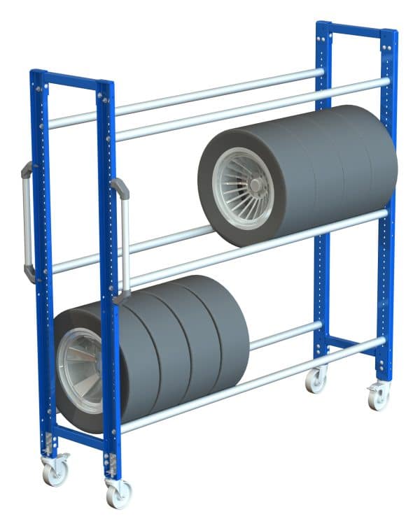 Däckvagn somis 3 nivåer med plats för 12 däck max diameter 600 mm b=1000 h=1850