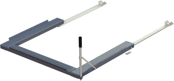 Floor mounted pull-out unit ,1200 kg, rear-loaded, long-side handled fin-pallet