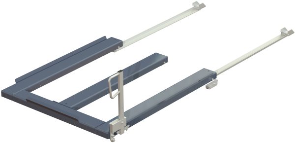 Golvmonterad utdragsenhet, 1500 kg, baklastad, fin-pall med kortsideshandtag