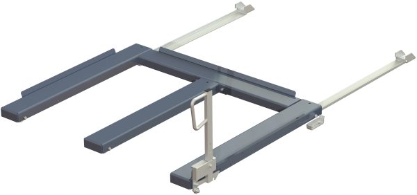 Floor mounted pull-out unit ,1500 kg, front-loaded, long-side handled fin-pallet