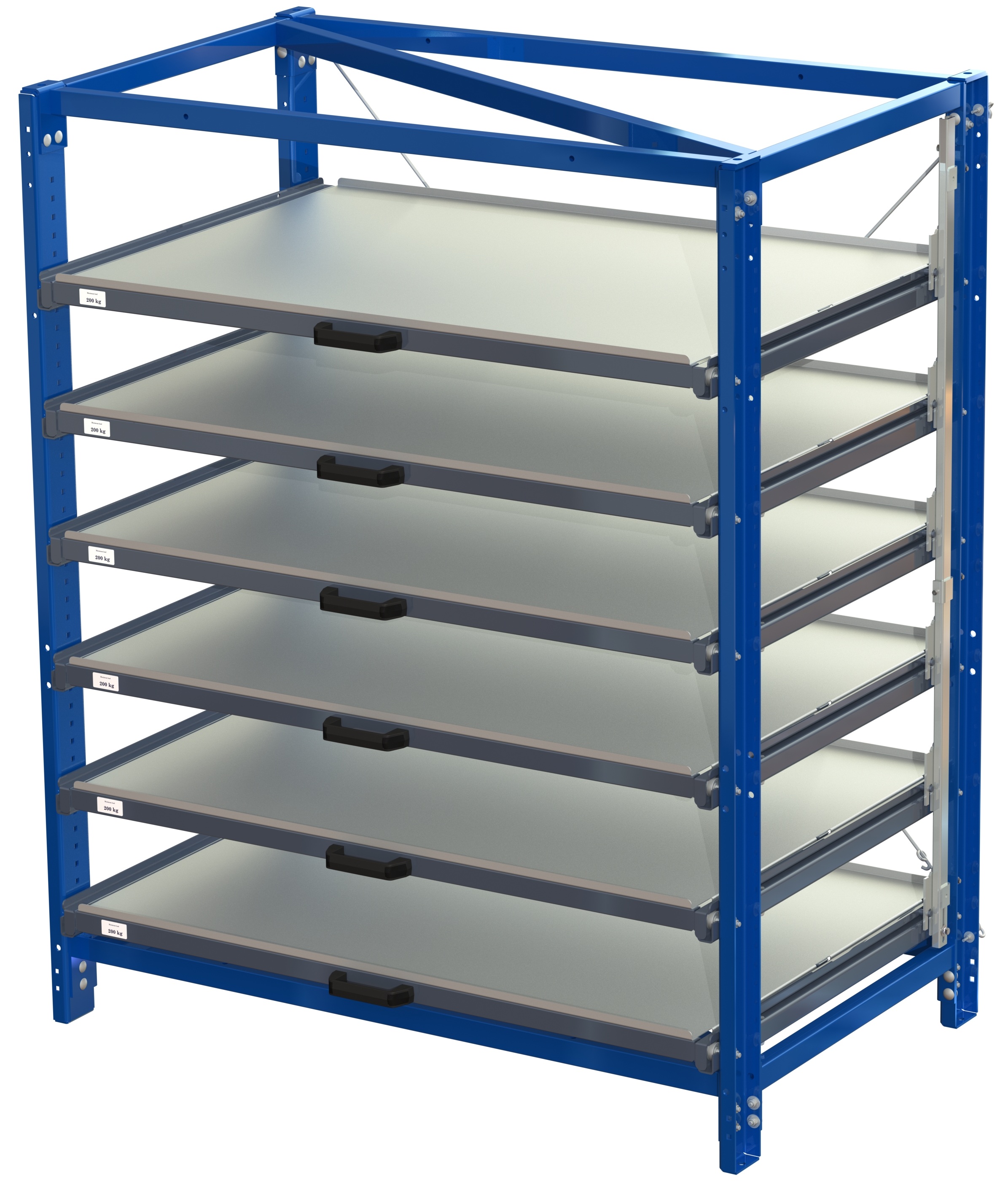 Compact storage unit with shelf lock, long-side forward, 70% extension, 200kg load capacity, 6 shelves - image 2