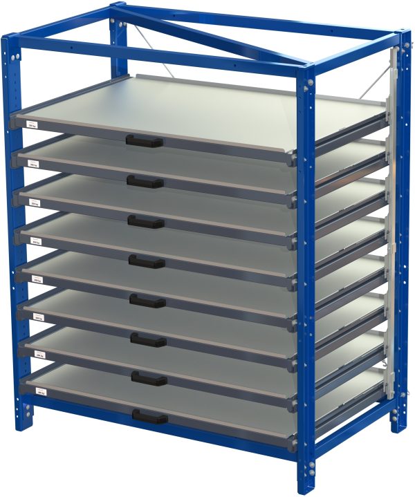 Compact storage unit with shelf lock, long-side forward, 70% extension, 200kg load capacity, 8 shelves - image 2