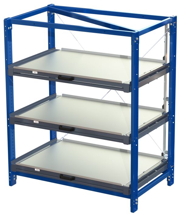 Compact storage unit with shelf lock, long-side forward, 100% extension, 150kg load capacity, 3 shelves - image 2