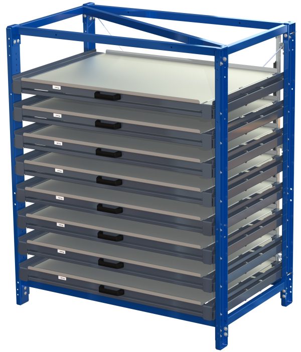 Compact storage unit with shelf lock, long-side forward, 100% extension, 150kg load capacity, 8 shelves - image 2