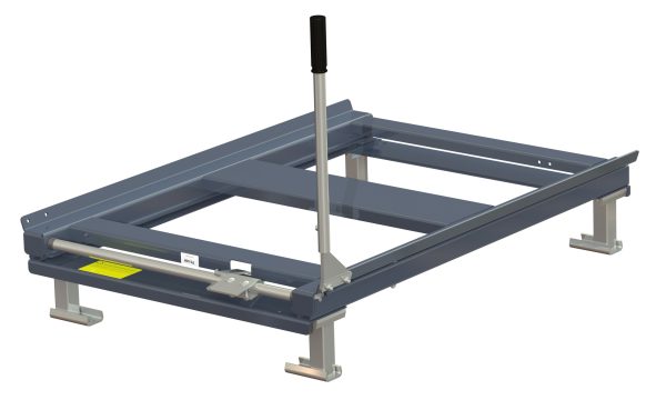 Galvanized steel feet for beam-mounted pull-out units, 150 mm height, pointing inwards