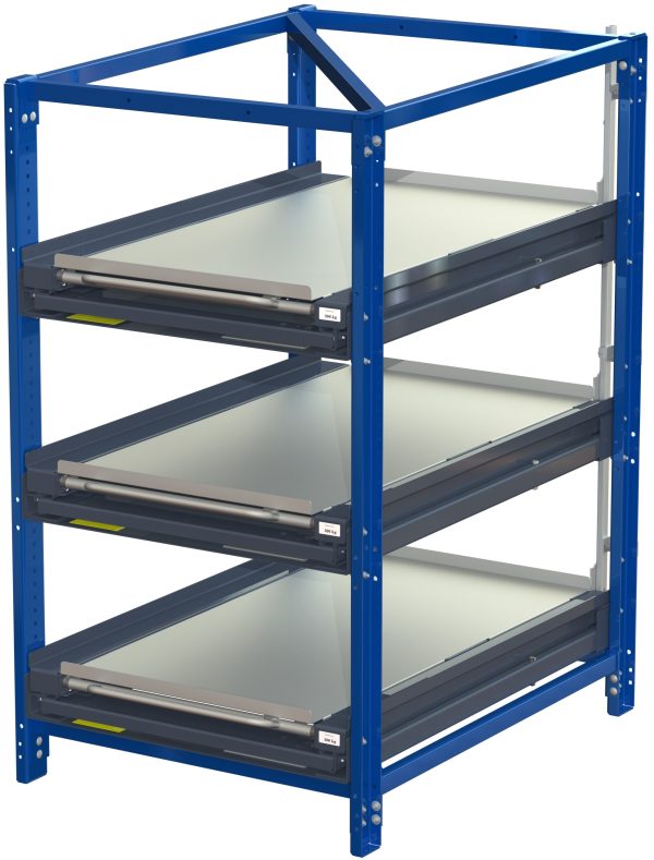 Compact storage unit with shelf lock, short-side forward, 100% extension, 300kg load capacity, 3 shelves - image 2