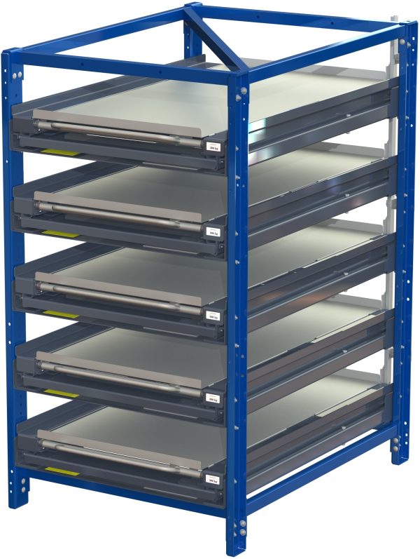 Compact storage unit with shelf lock, short-side forward, 100% extension, 300kg load capacity, 5 shelves - image 2